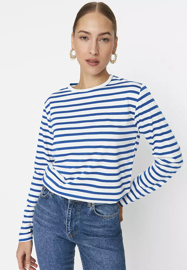 Striped Basic Knitted T-Shirt