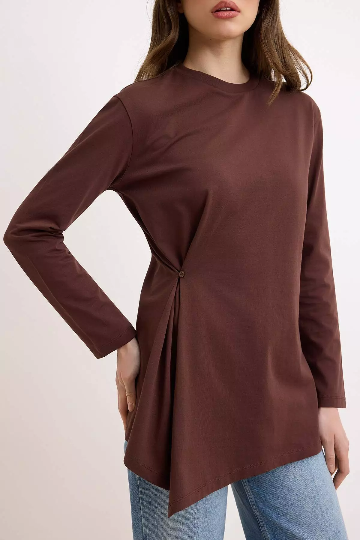 Brown Regular Single Jersey Plain Knitted Tctss26Uk00007