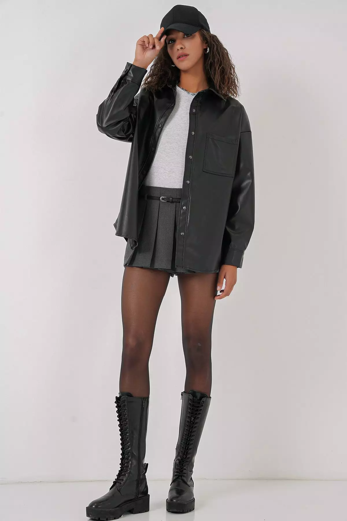 Oversize Faux Leather Shirt