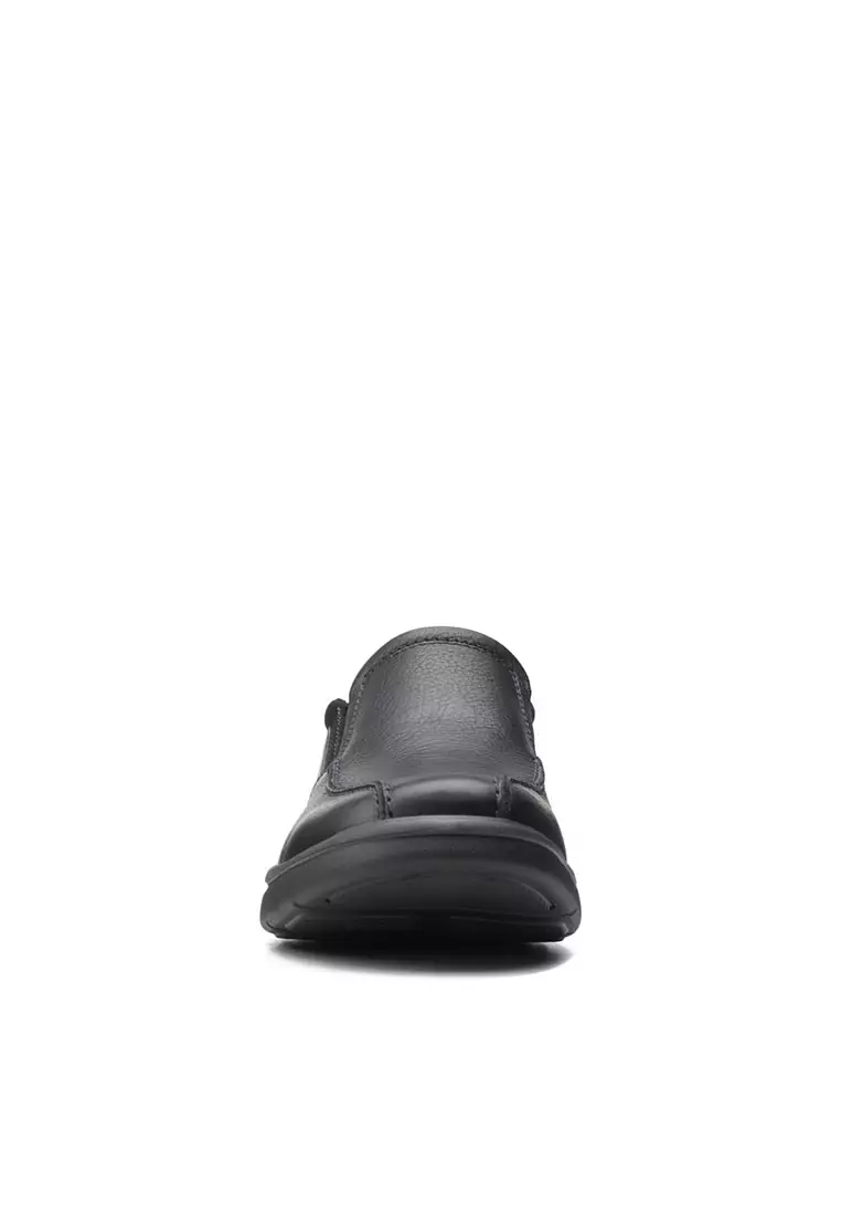 Mens Bradley Step Formal Shoes Black Tumbled Leather - Wide Fit