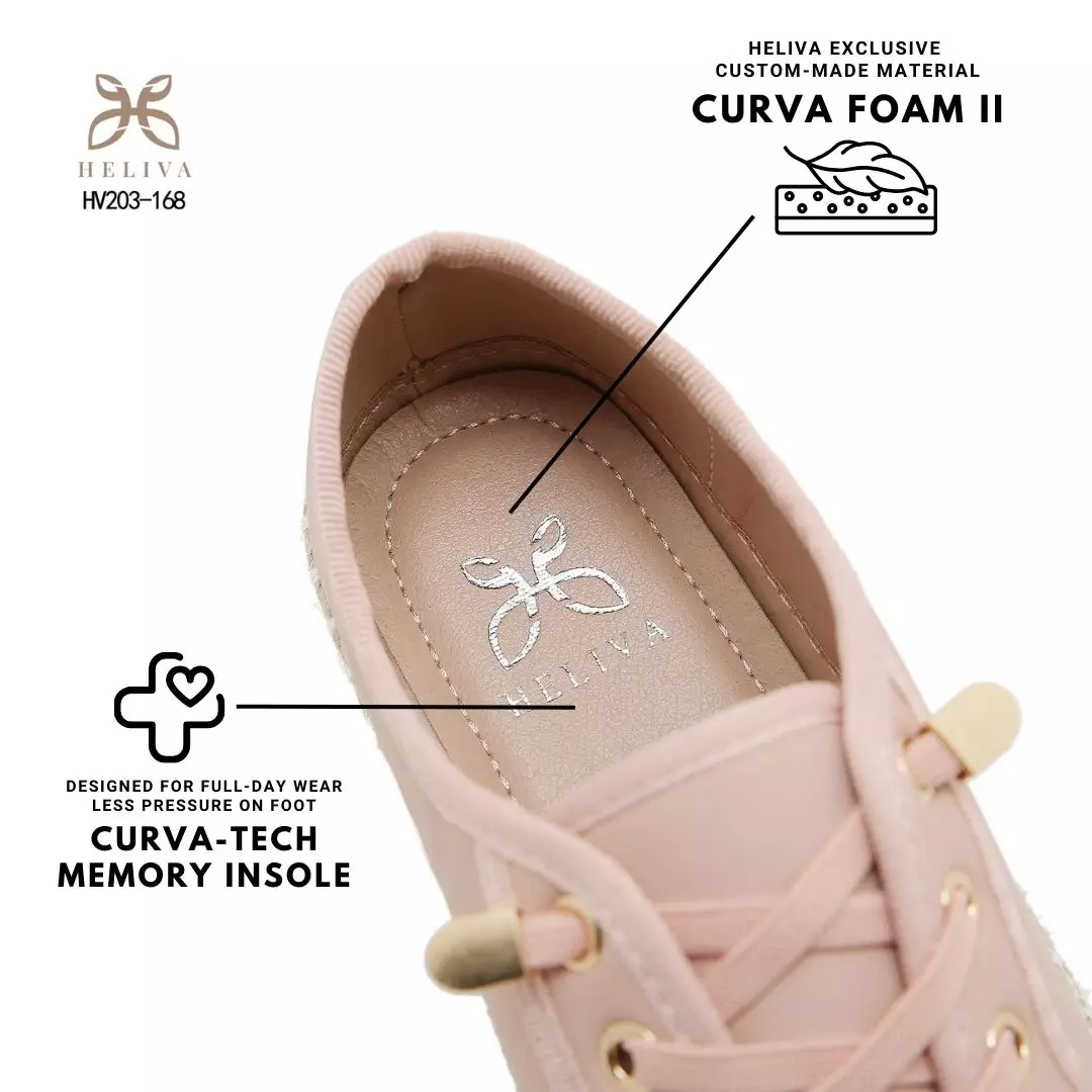 HELIVA MILEN Sneakers Casual Wanita Sol Anyaman Espadrille dan Dekorasi Gold Chain HV203-186