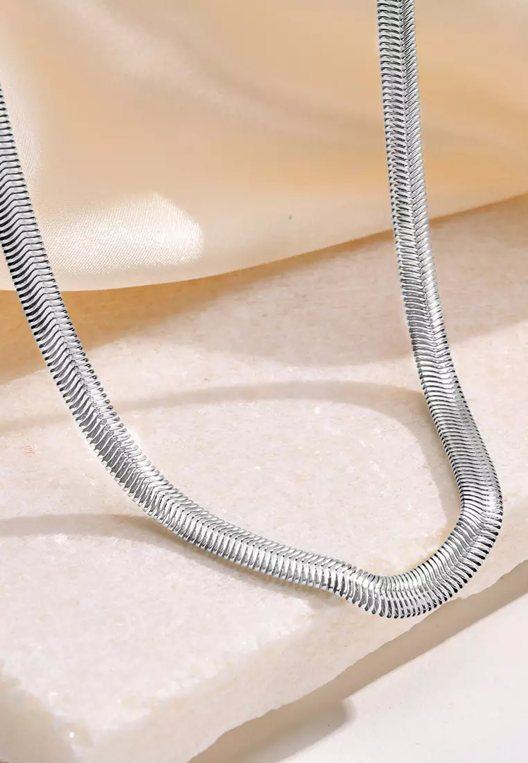 Kalung Pria Wanita Titanium Snake Bone Style Anti Pudar Fashion Cool silver color