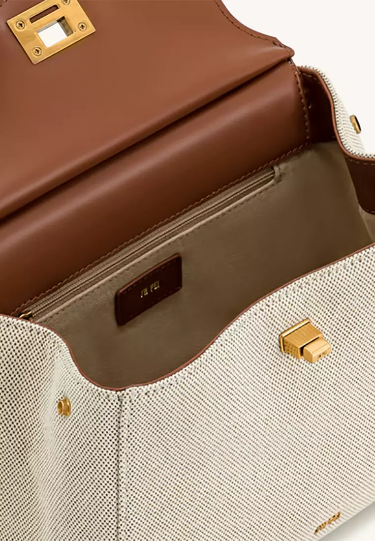 Lucia Classic Top Handbag - Brown Canvas