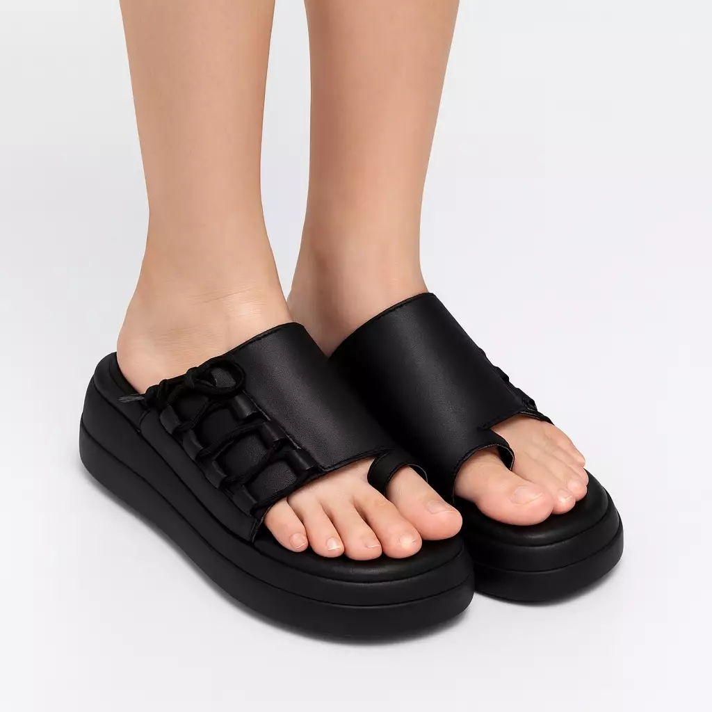Adorable Projects - Elony Sandals Genuine Leather Black - Sandal Wanita