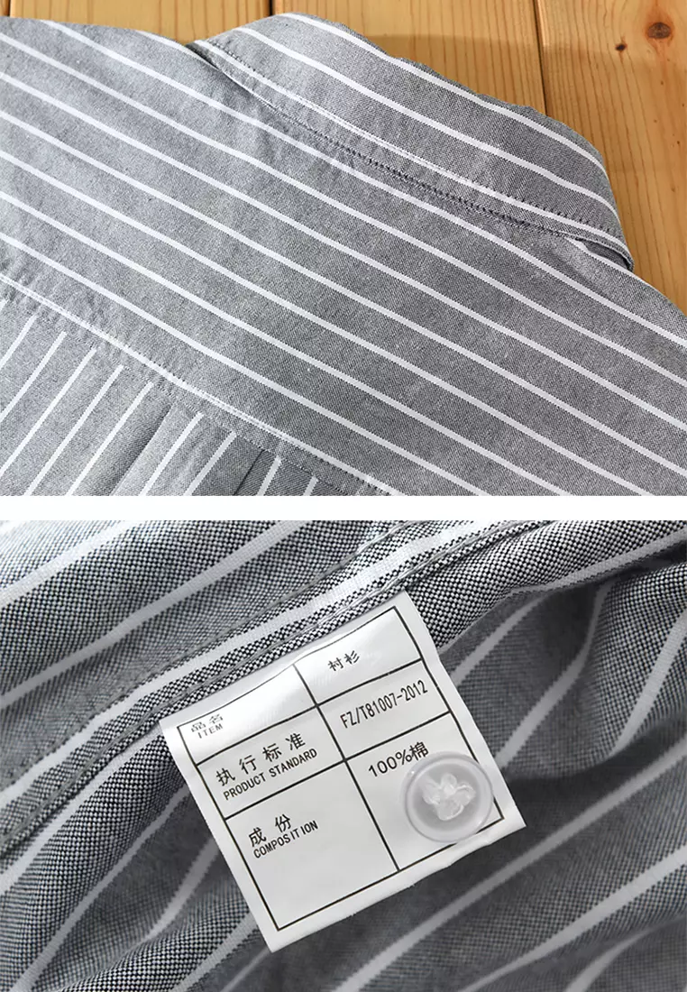 Cartoon Embroidery Stripe Short-Sleeved Shirt WM8869