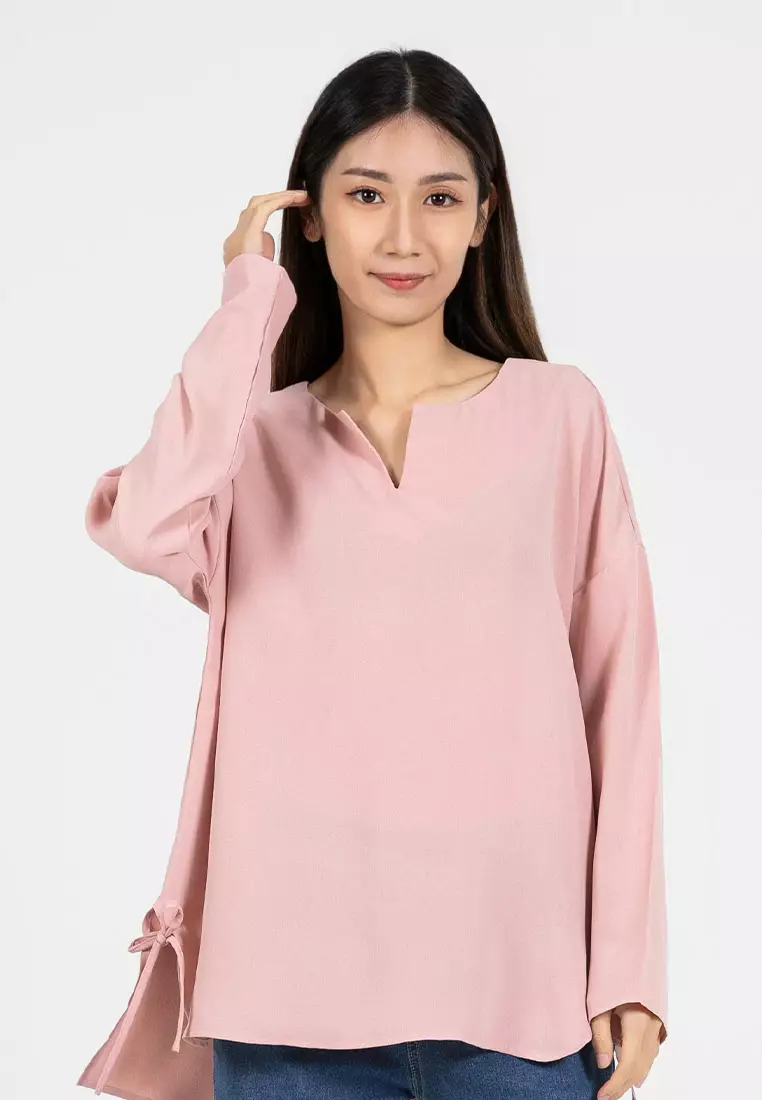 Buy FOREST Forest Ladies Polyester Plain Blouse Women Long Sleeve
