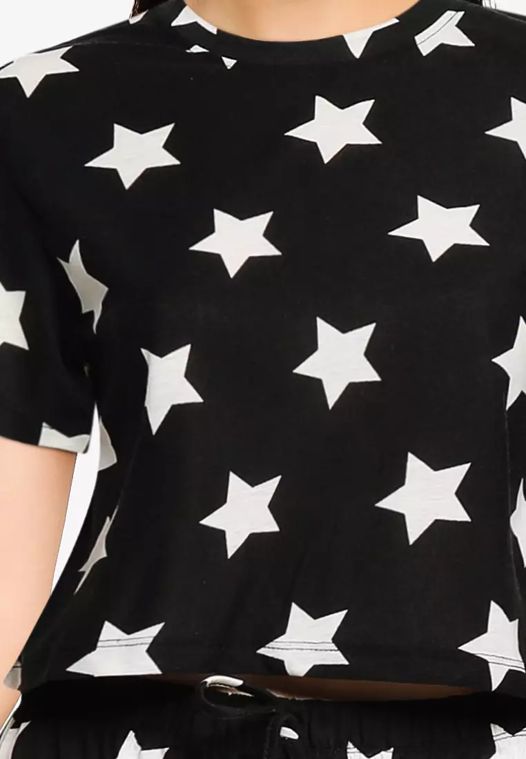 black shirt with white stars