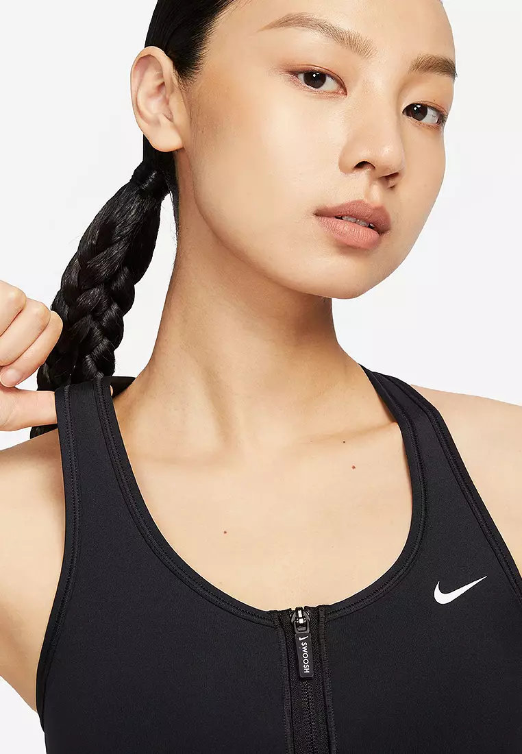 W Swoosh Front Zip Medium-Support Padded Sports Bra