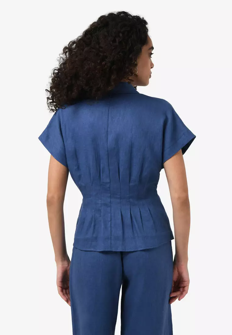 Ami Linen Pleated Tuck Shirt
