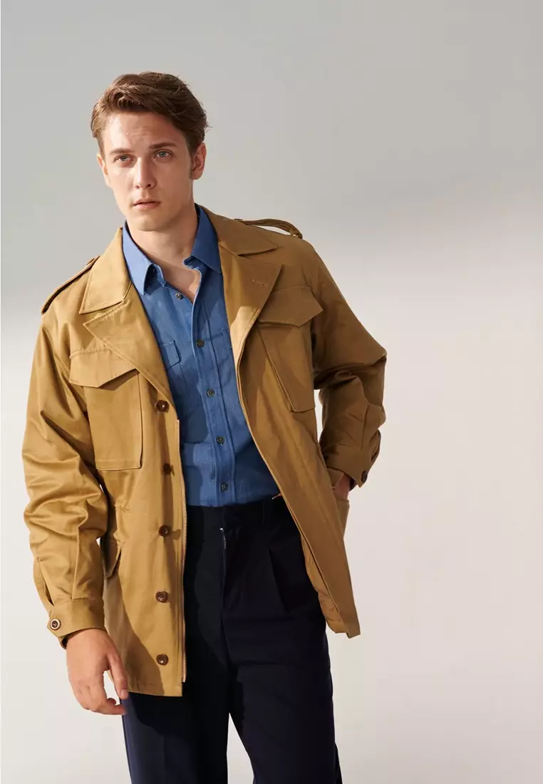 Sky Blue Double Pockets Casual Denim Shirt