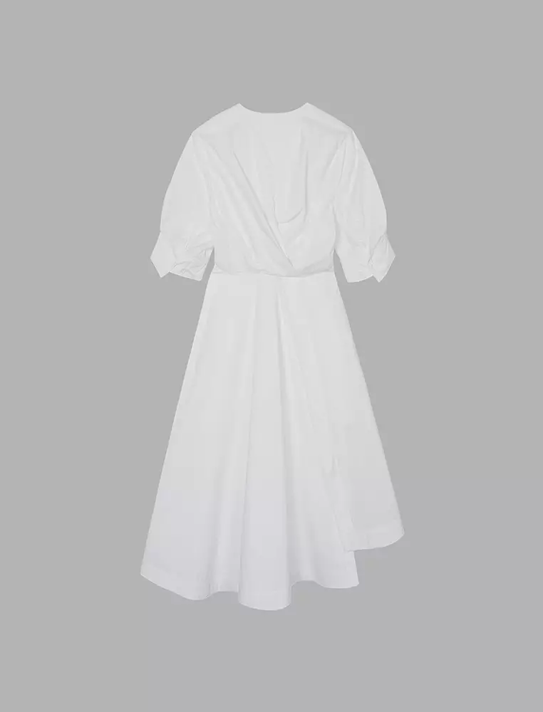 Plain Weave X-Line Loose Everyday Casual Short Sleeve Dress