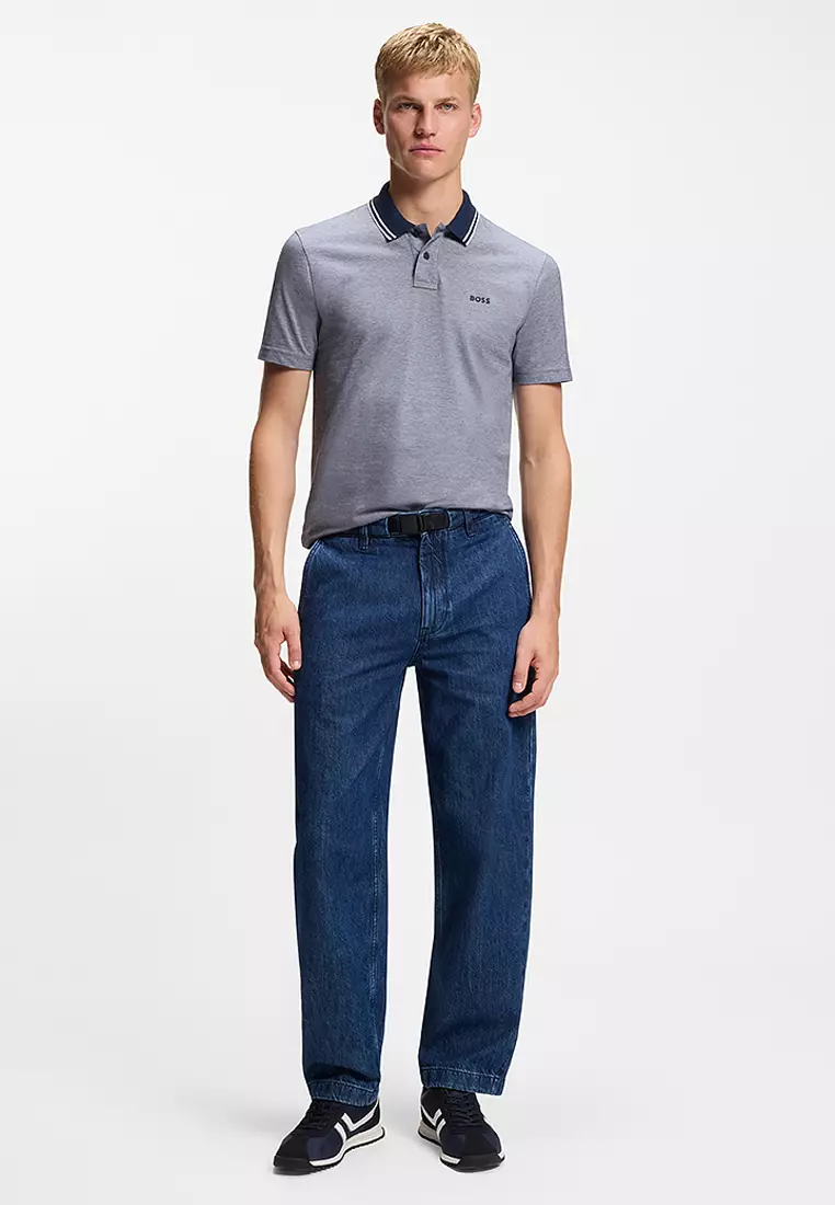 Oxford-Pique Polo Shirt - BOSS Orange