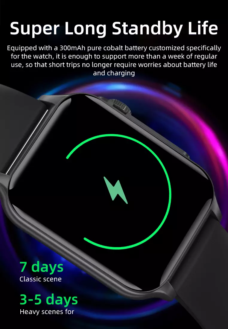 SmartWatch Layar1.96" Fungsi Alarm Denyut Jantung Jam Pintar FitnessTracker Bluetooth Musik pink