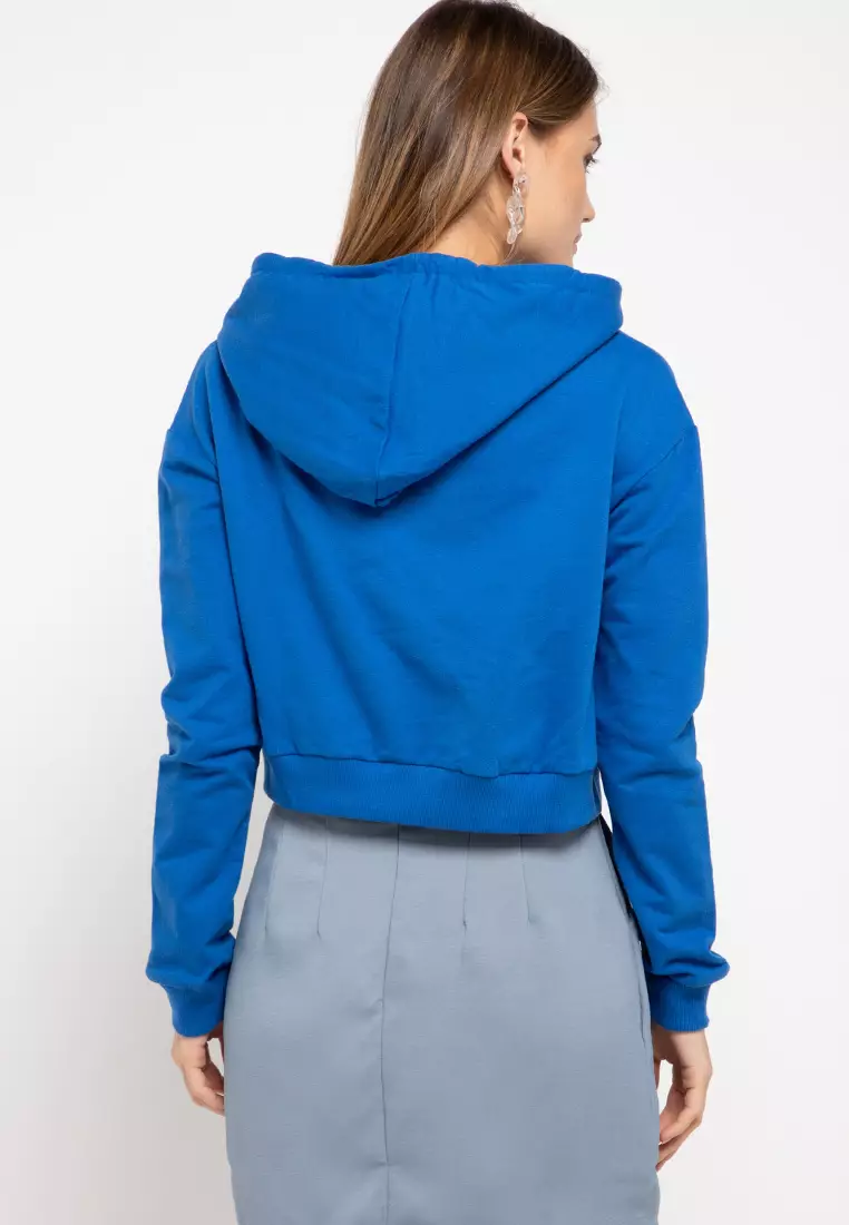 LMP012 Pbch CroppHoodie Thrdy Sign Square Blue Benhur
