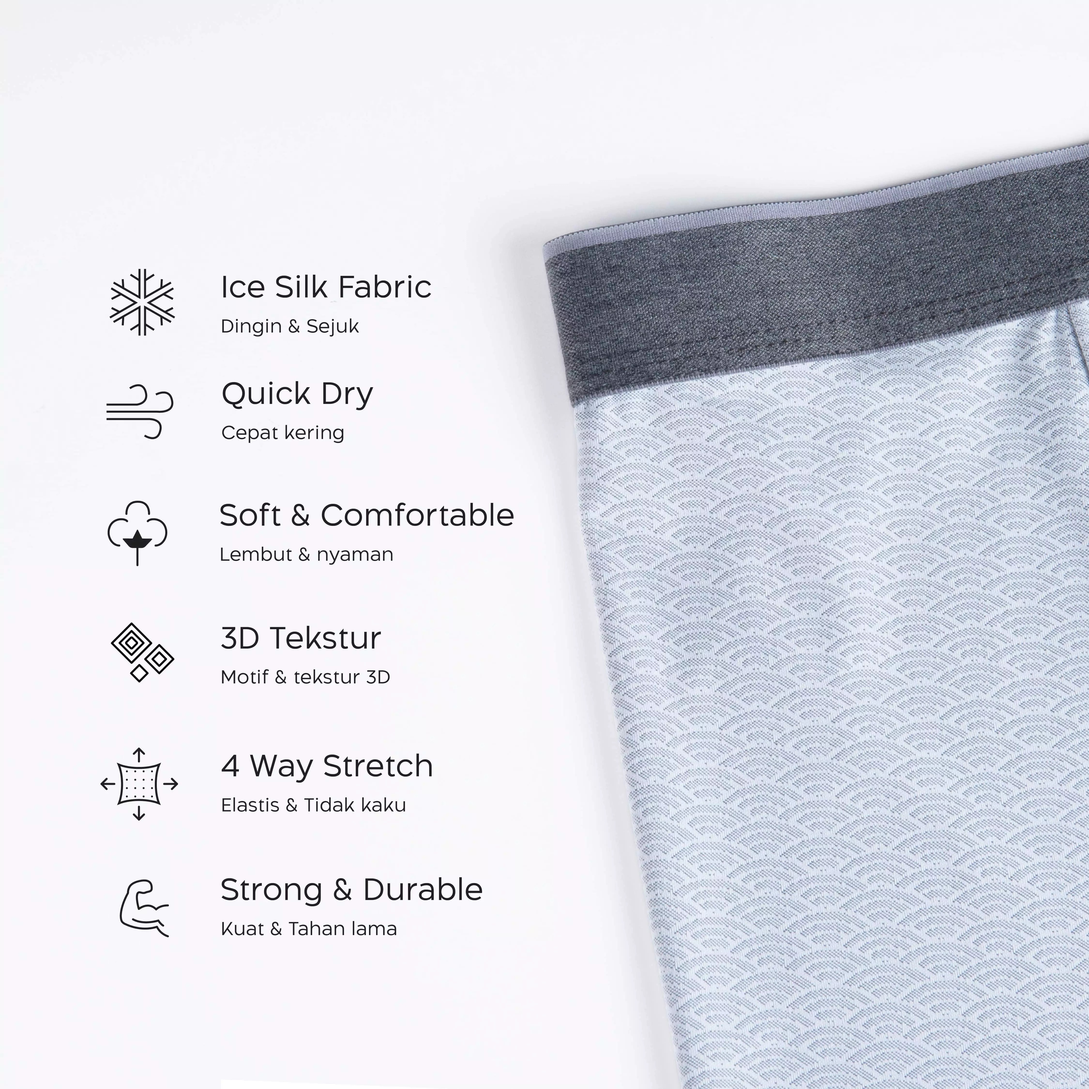 Flyman Celana Dalam Pria Boxer Ice Silk 1 pcs FM 3445 - Hitam