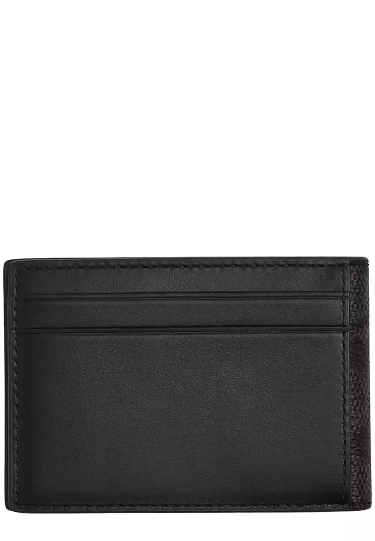 Compact Billfold Wallet In Signature Canvas - Walnut/ Black CW368