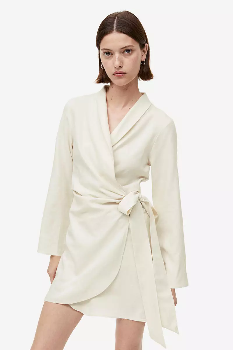 Buy H&M Linen-blend wrap dress 2026 Online | ZALORA