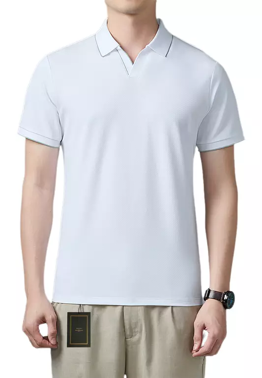 Ribbed Cotton Polo Collar T-shirt WK-XYD7305