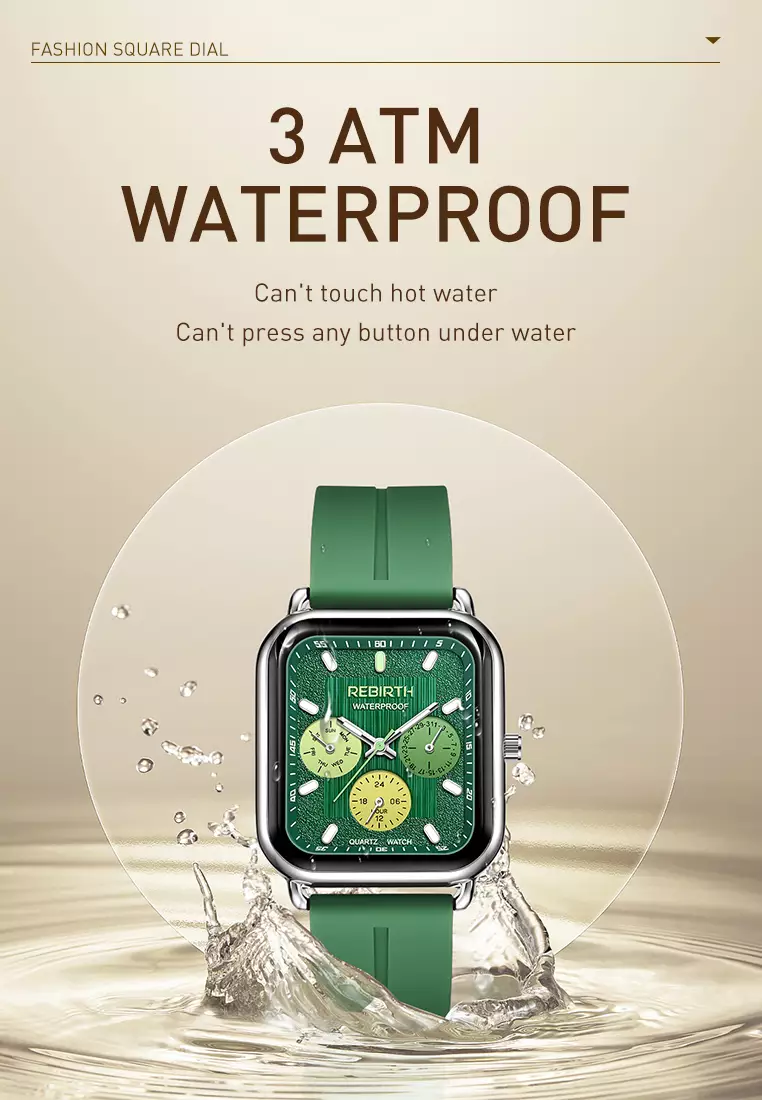 Jam Tangan Wanita Anti Air Korea Elegan Kemewahan Original Tali Silikon Jam Tangan Cewek Original green