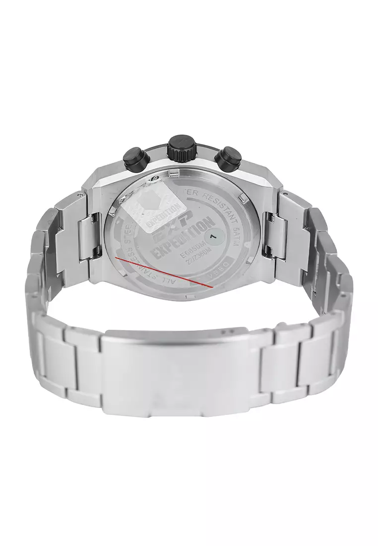 Expedition EXP 6850 MCBTBGN - Jam Tangan Analog Pria - Silver Green Dial - Stainless Steel