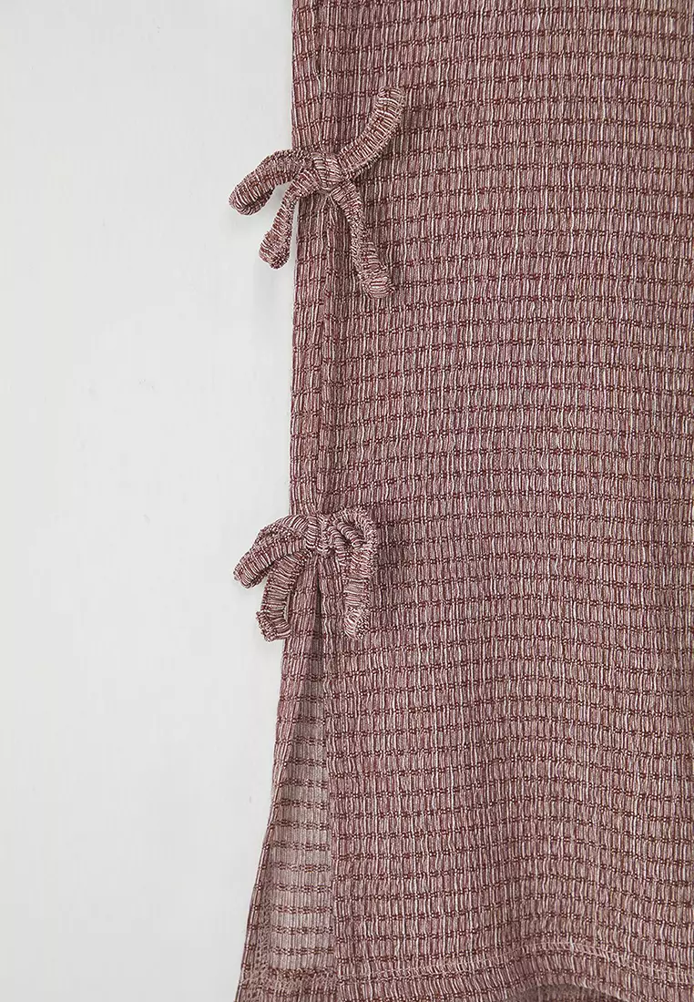 Tile Wide Leg High Waist Bow Detail Plus Size Trousers Tbbss25Ar00045