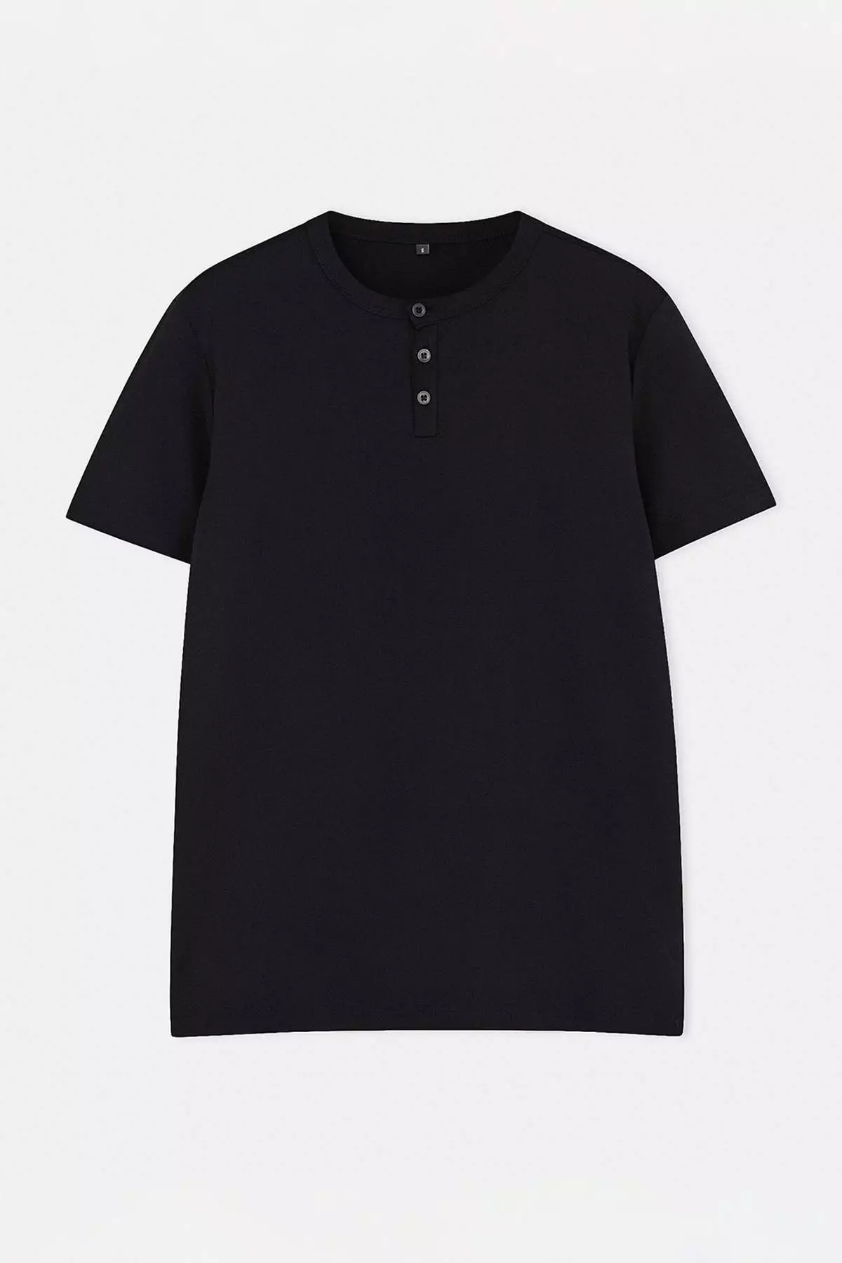 Black Regular/Relaxed Fit Buttoned Collar T-Shirt Tmnss26Ts00040