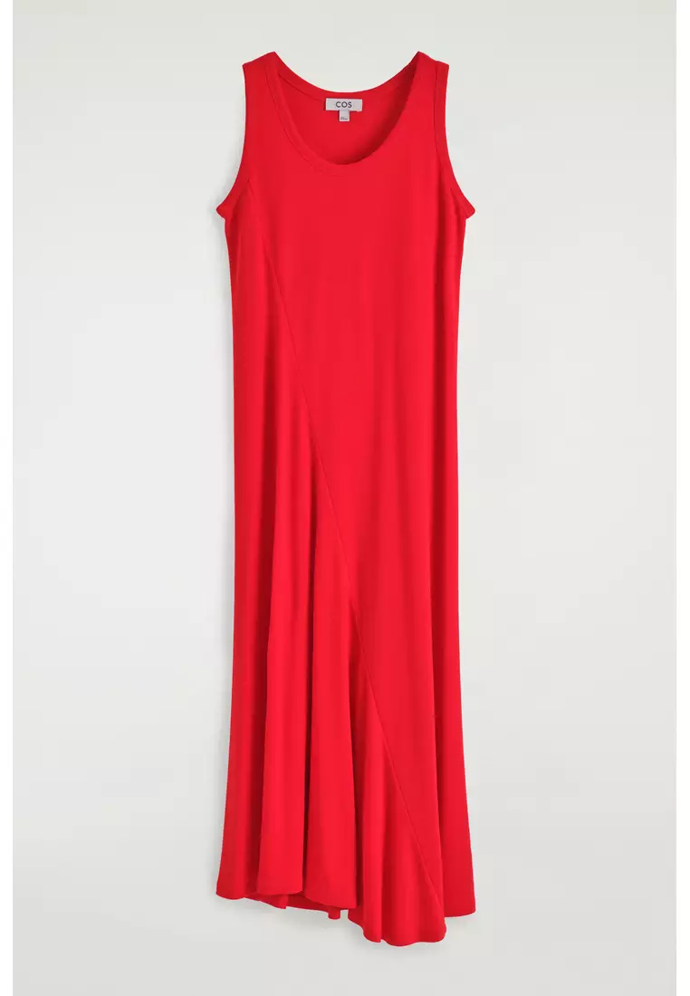 ASYMMETRIC JERSEY MIDI DRESS