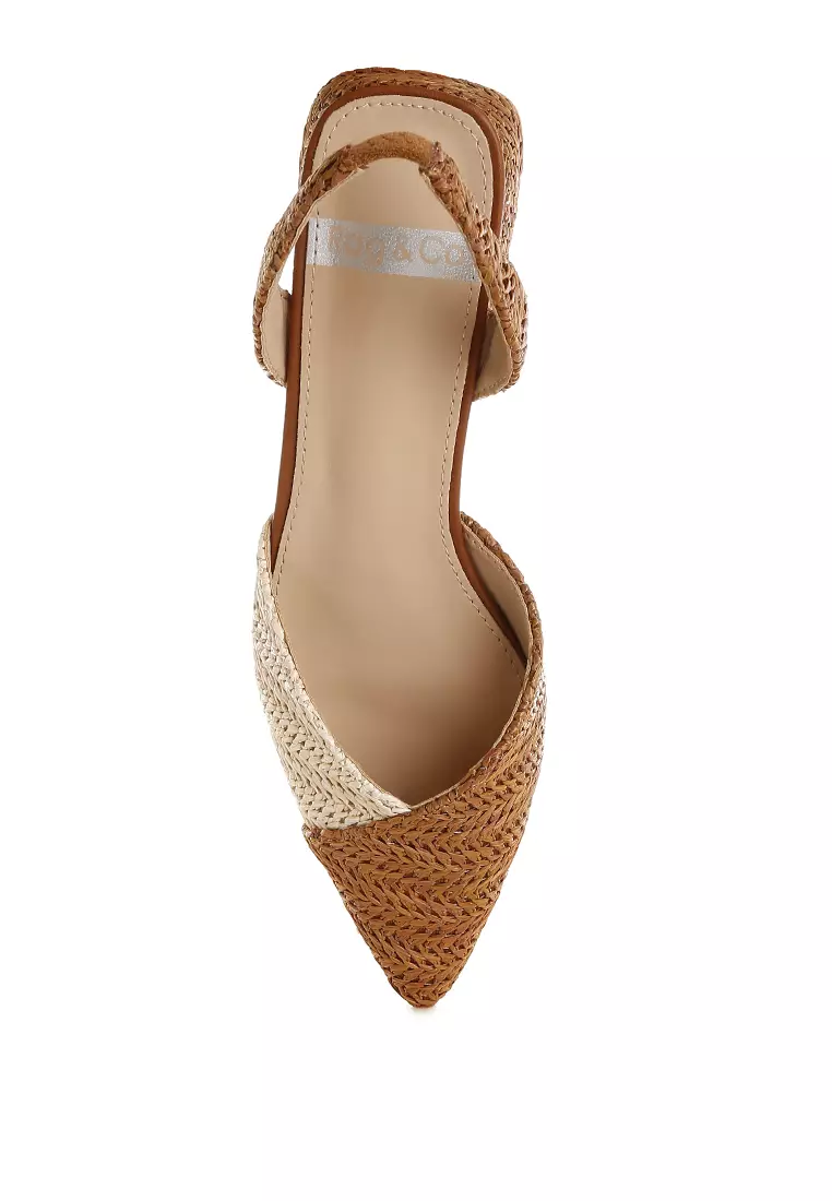 Sandal Slingback Ujung Lancip Warna Coklat Muda