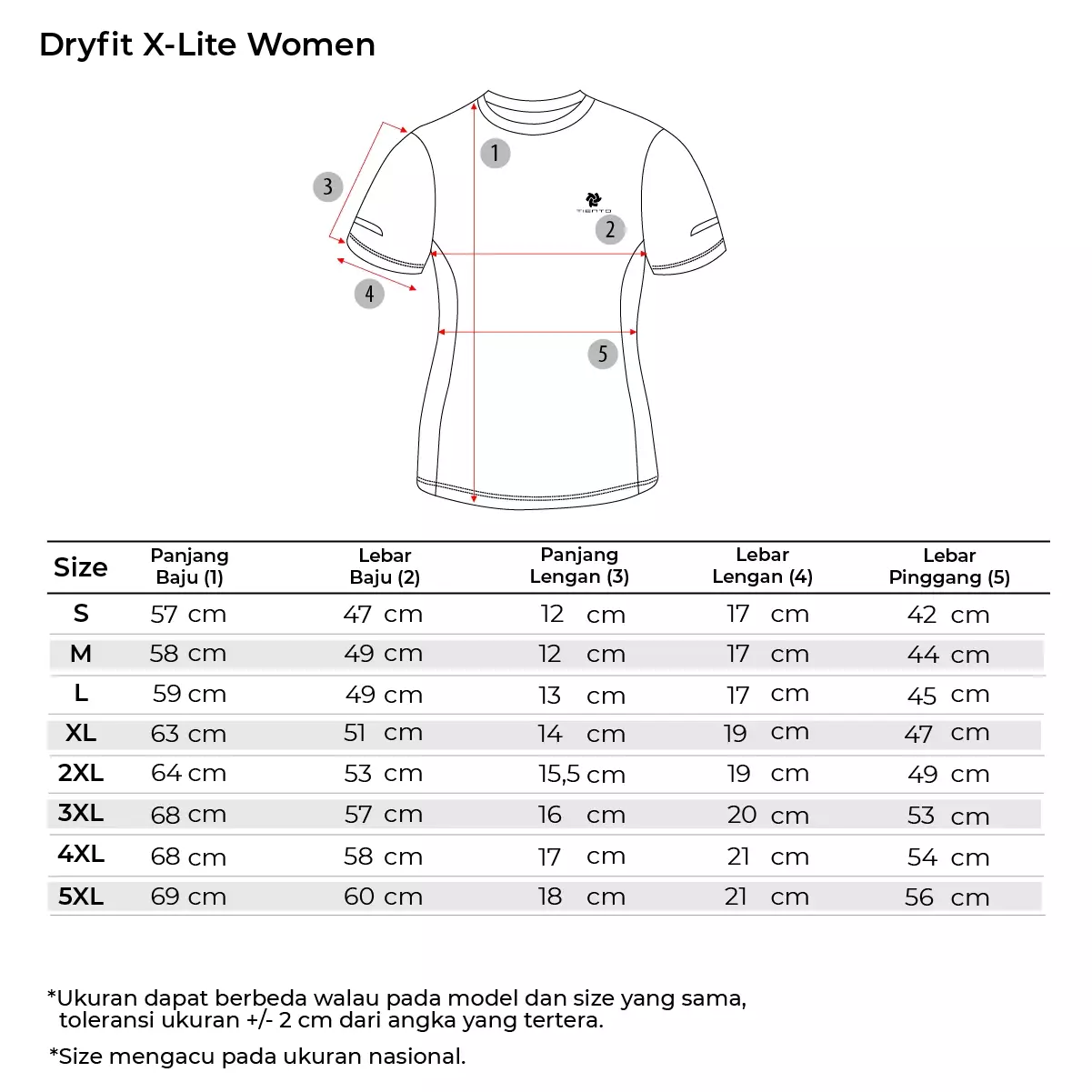 Tiento Kaos Olahraga Lari Baju Running Gym Dry Fit Extra Lite Wanita