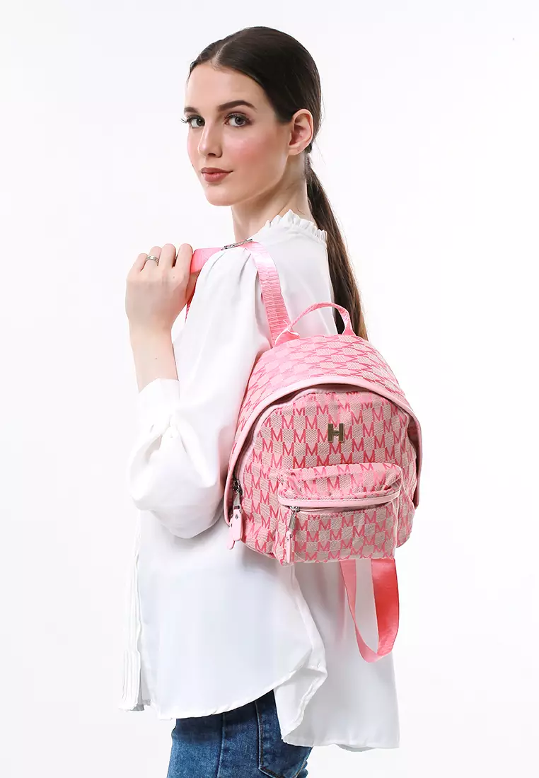 Cellyn Tas Ransel Mini Wanita Motif Batik Large Compartment Material Leather ORIGINAL - Pink