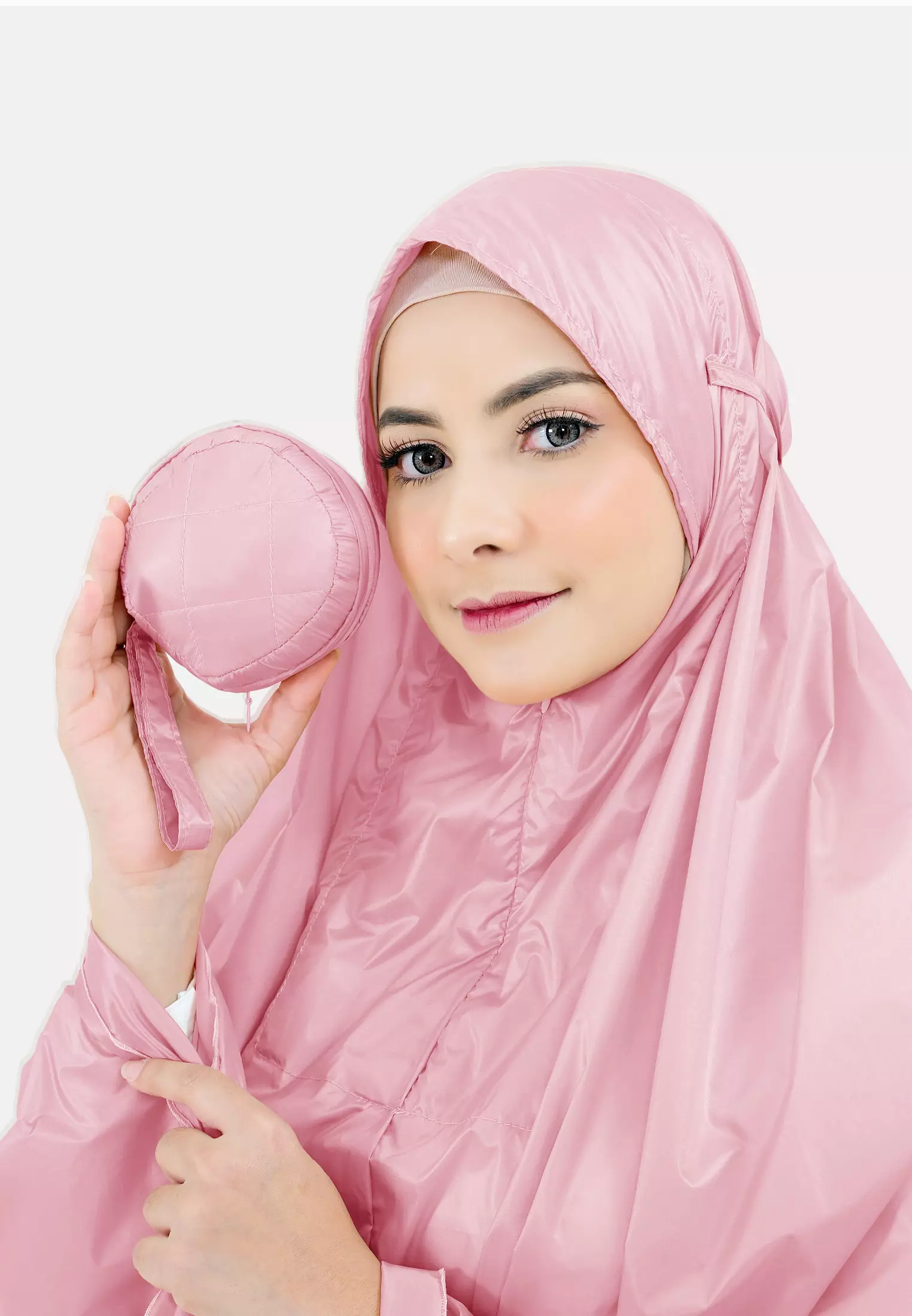 Zelena - Jayda Travel Prayer Set | Mukena Dewasa Basic Resleting 2in1 - Pink
