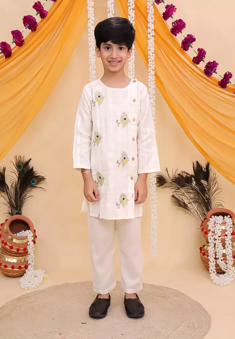 The Mom Store Mor Edit 男童刺绣长裙套装 - 米白色