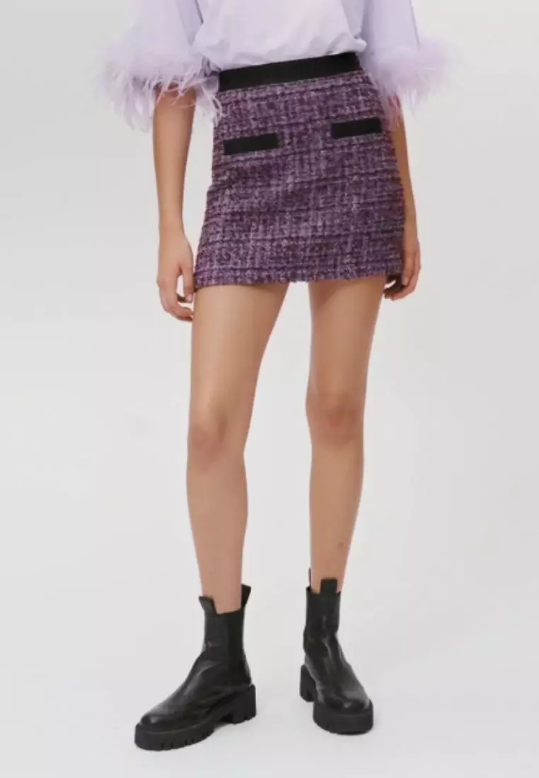 Contrasting Purple Tweed Skirt