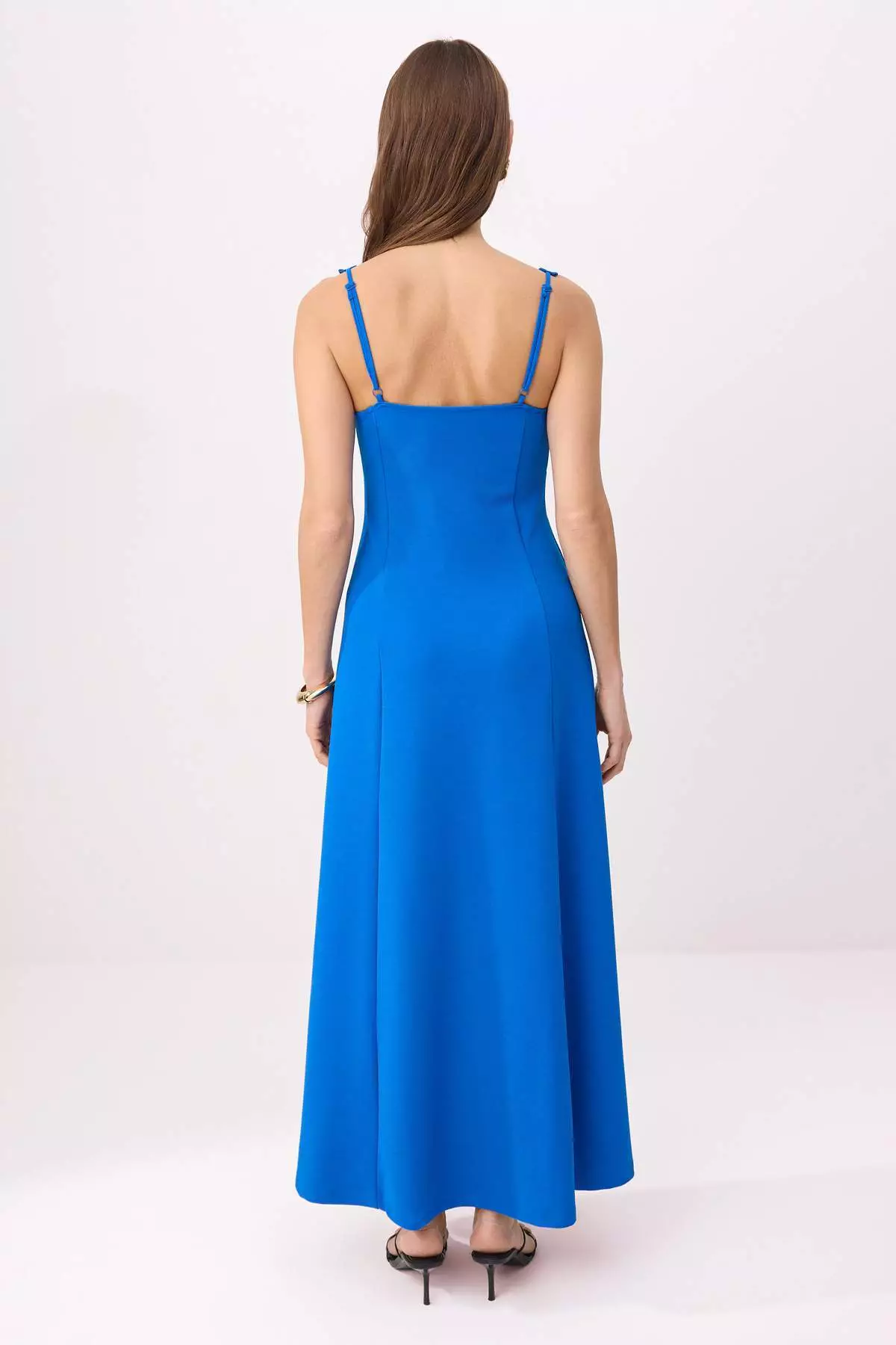 Saks A-Line/A Bell Form Sweetheart Neck Sleeveless Maxi Scuba Crepe Knitted Dress Twoss26El00262