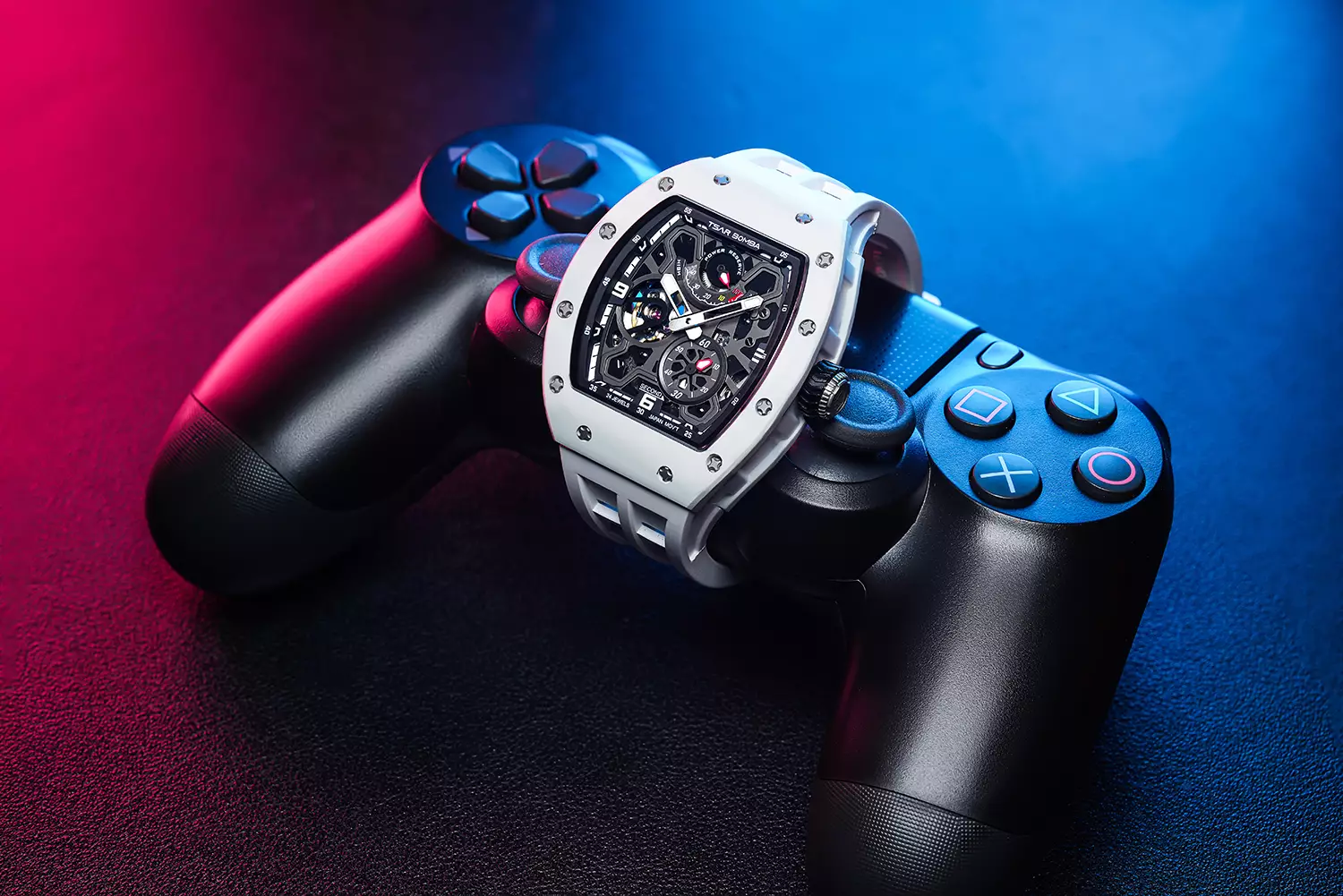 Jam Tangan Pria Tsar Bomba Elemental TB8212C-01 Ceramic Automatic Energy Display Ceramic White Rubber Strap