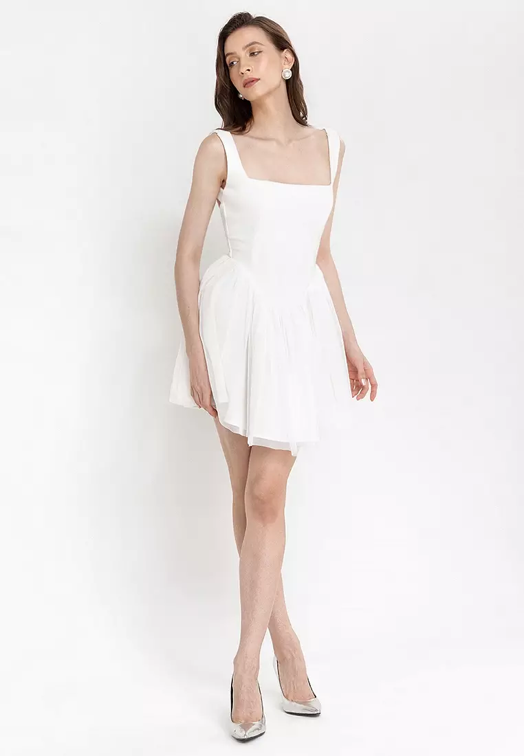 Kleir Squareneck Corset Tulle Mini Dress
