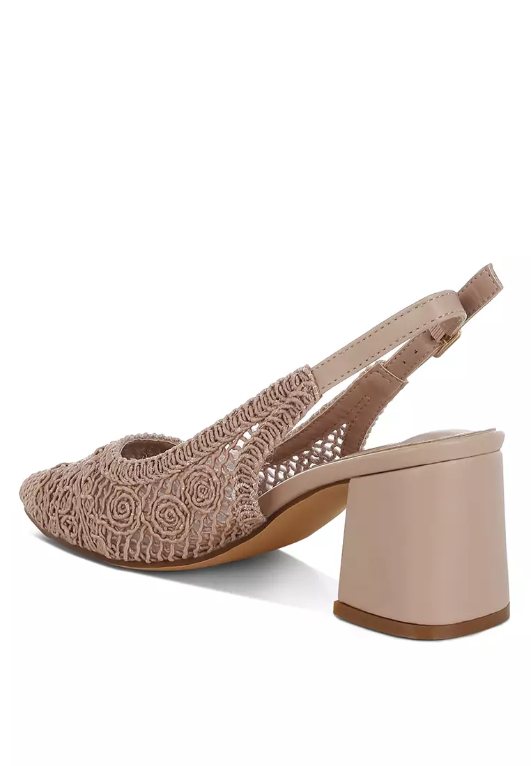Woven Design Slingback Sandals in Pink