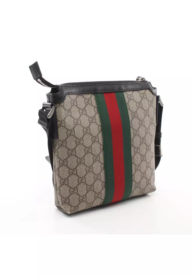 Gucci Pre loved GUCCI web GG Supreme sherry line Shoulder bag PVC