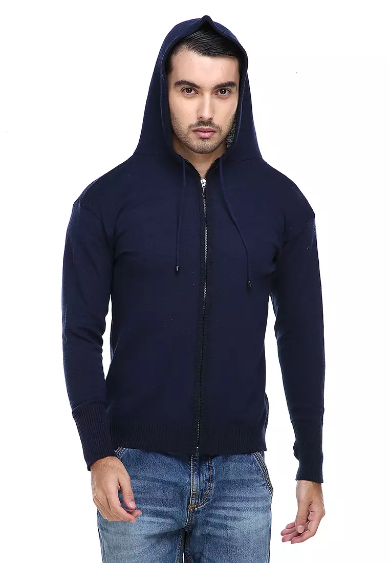 Clover Jaket Hoodie Pria Kasual Casual Jacket Material Rajut Premium ORIGINAL - Navy