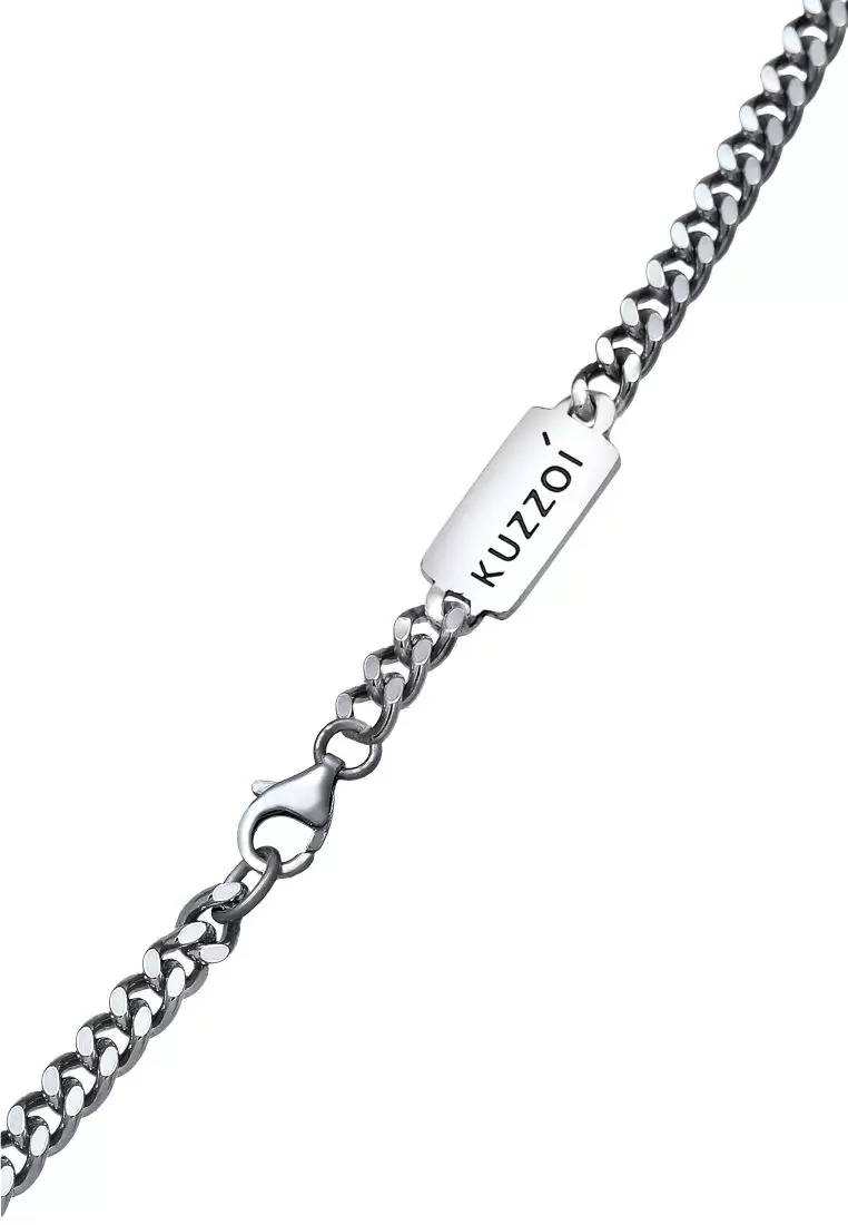 Necklace Men Tank Chain Basic Massive Oxidated in 925 Sterling Silver