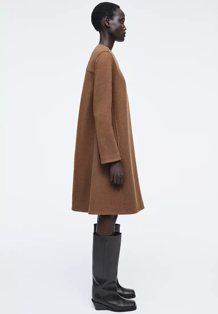 A-Line Boiled-Wool Mini Dress