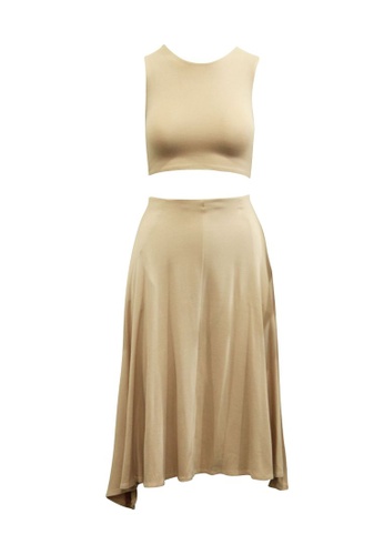 Reformation beige reformation Beige Crop Top and Midi A-Line Skirt Set 5B976AAE9A9F86GS_1