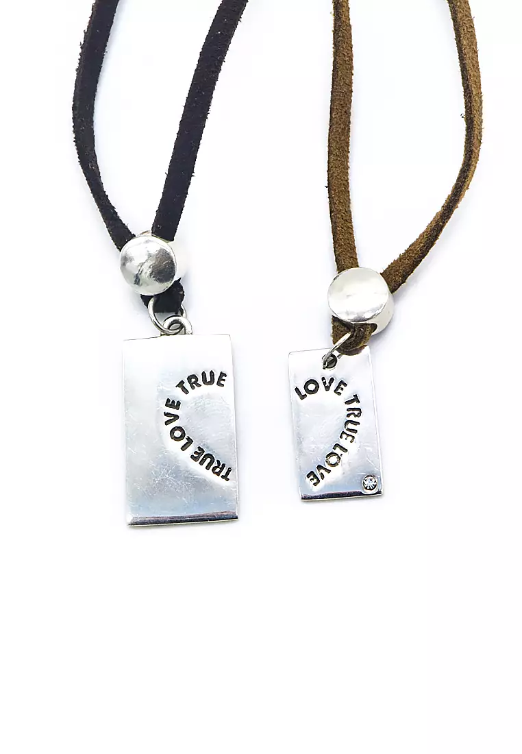 Pendant With Message Leather Chain Neckalce