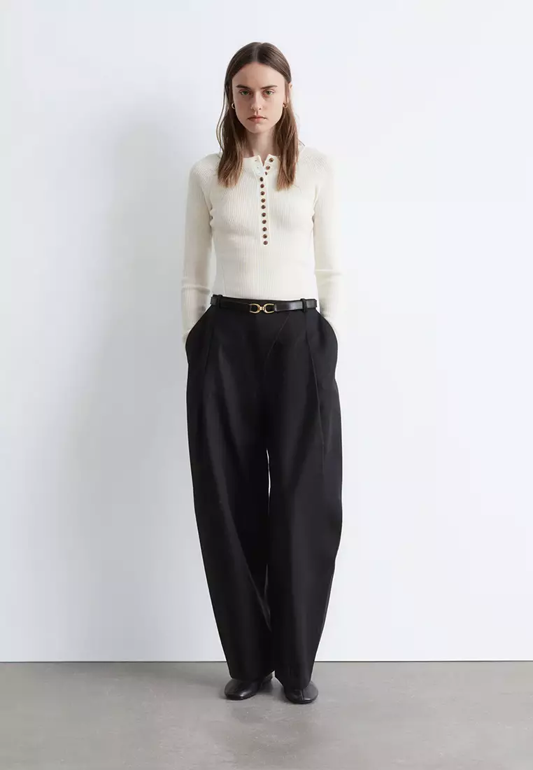 Half-Placket Wool Top