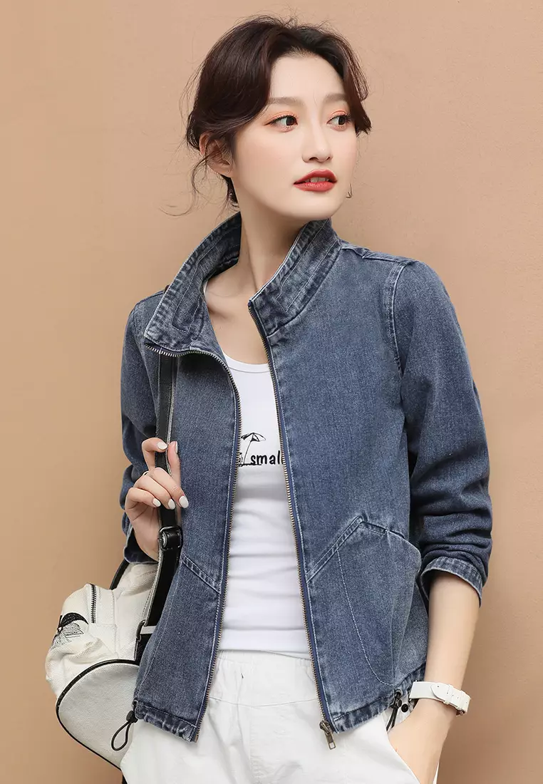 ジャケット・アウター NOPE GIRL stand collar denim jacket ジャケット・アウター NOPE GIRL stand collar denim jacket NG