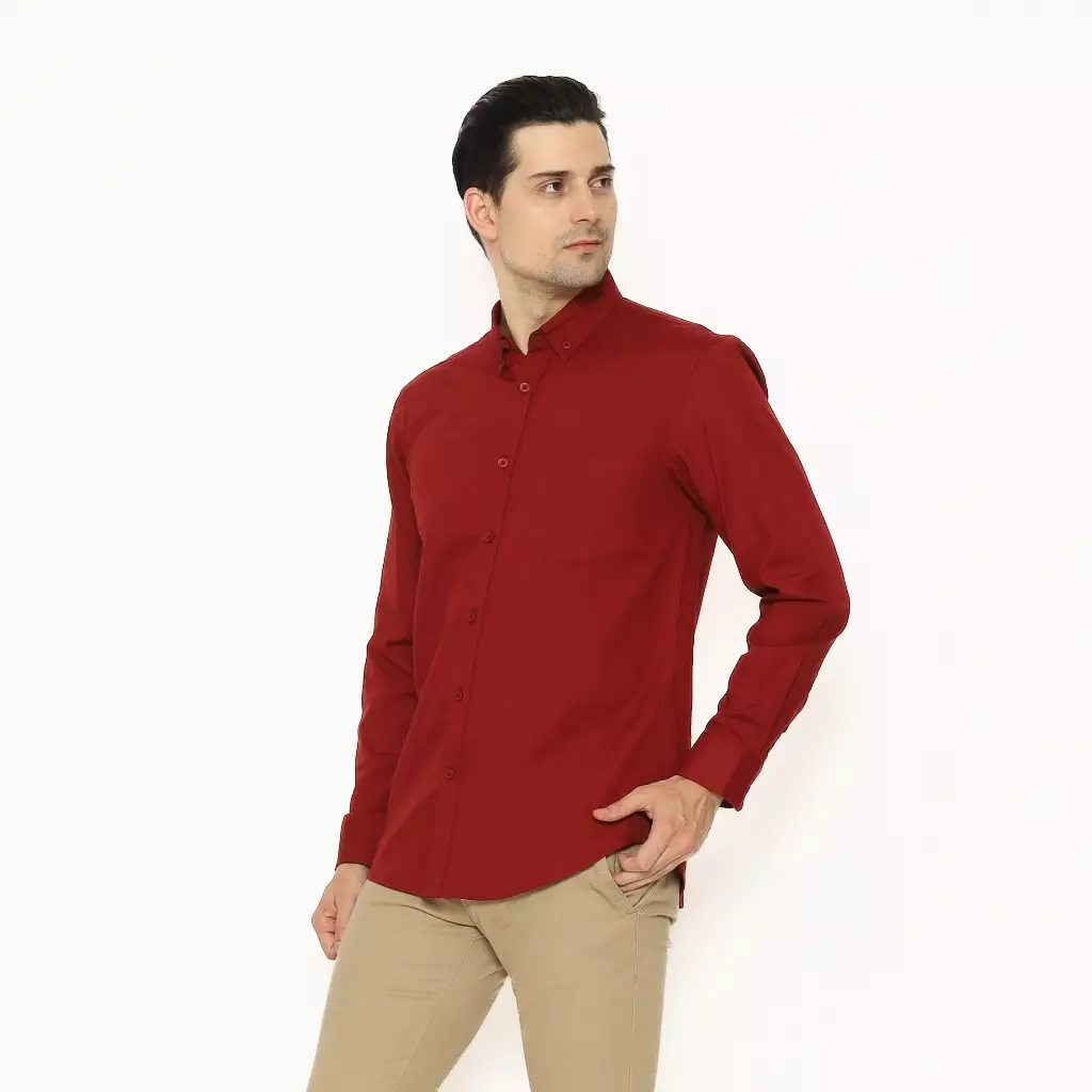 AMK Kemeja Pria Lengan Panjang SHS CHIKO L/S Maroon