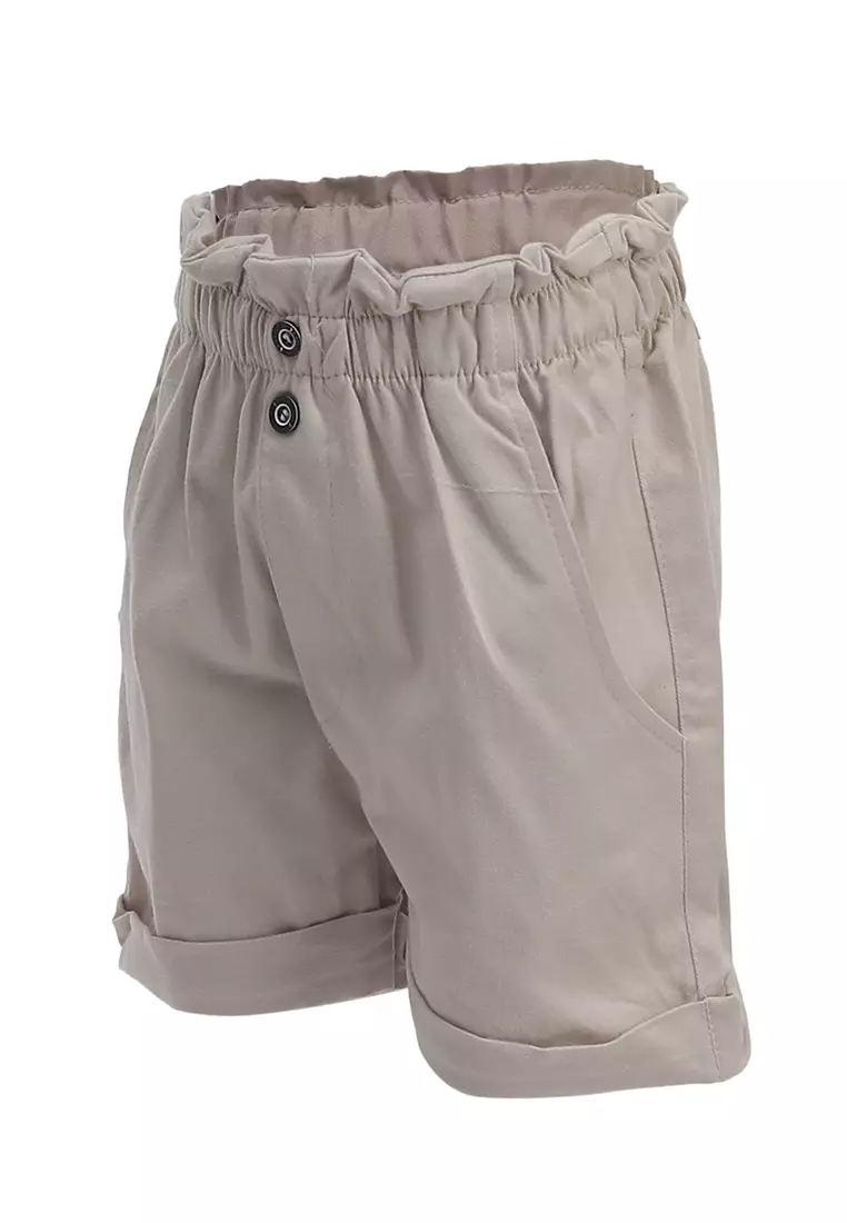 Milly Celana Pendek Anak Perempuan Short Chinos Motif Polos Pinggang Karet Material Cotton Twill ORIGINAL - Gray