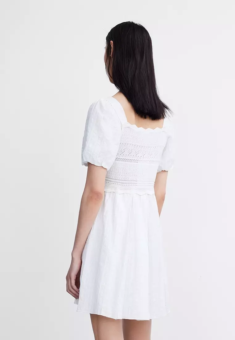 Square-Cut Collar Knitted Dress