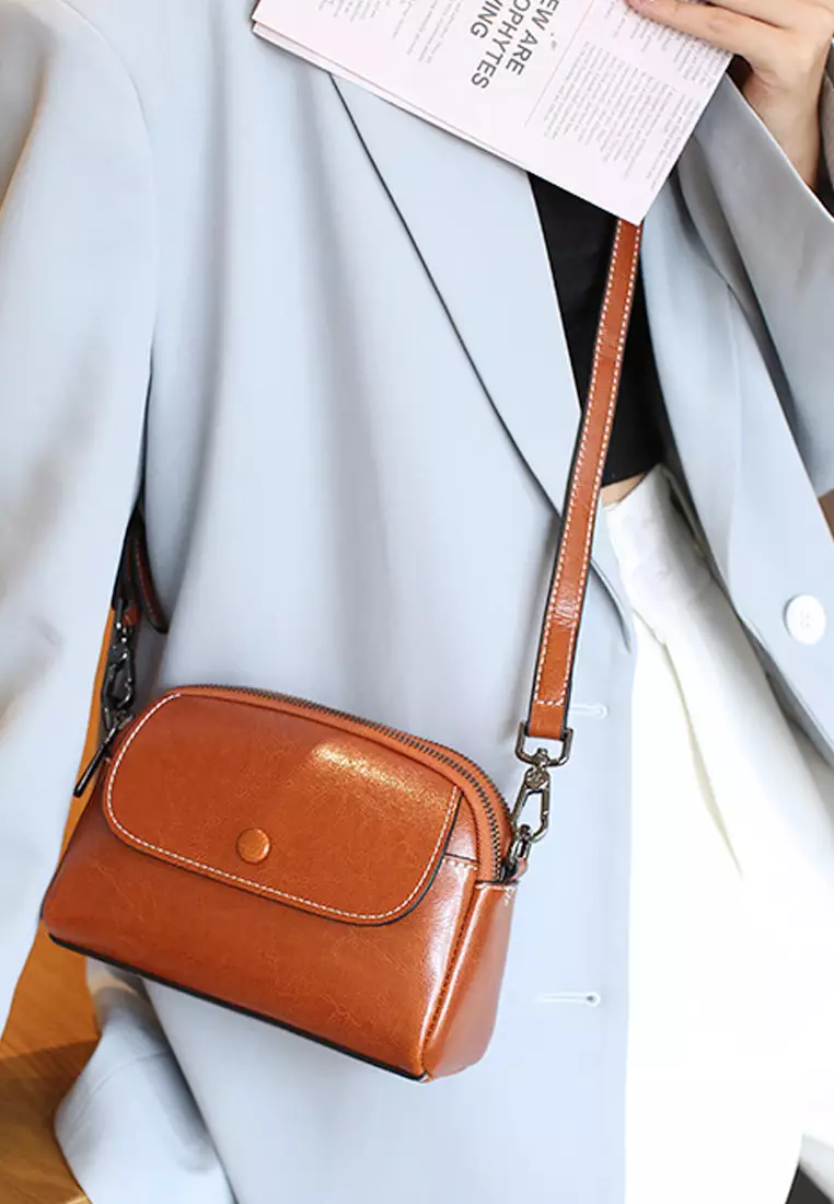 Buy XAFITI Brand New Burnished Cow Leather Shoulder Crossbody Bag