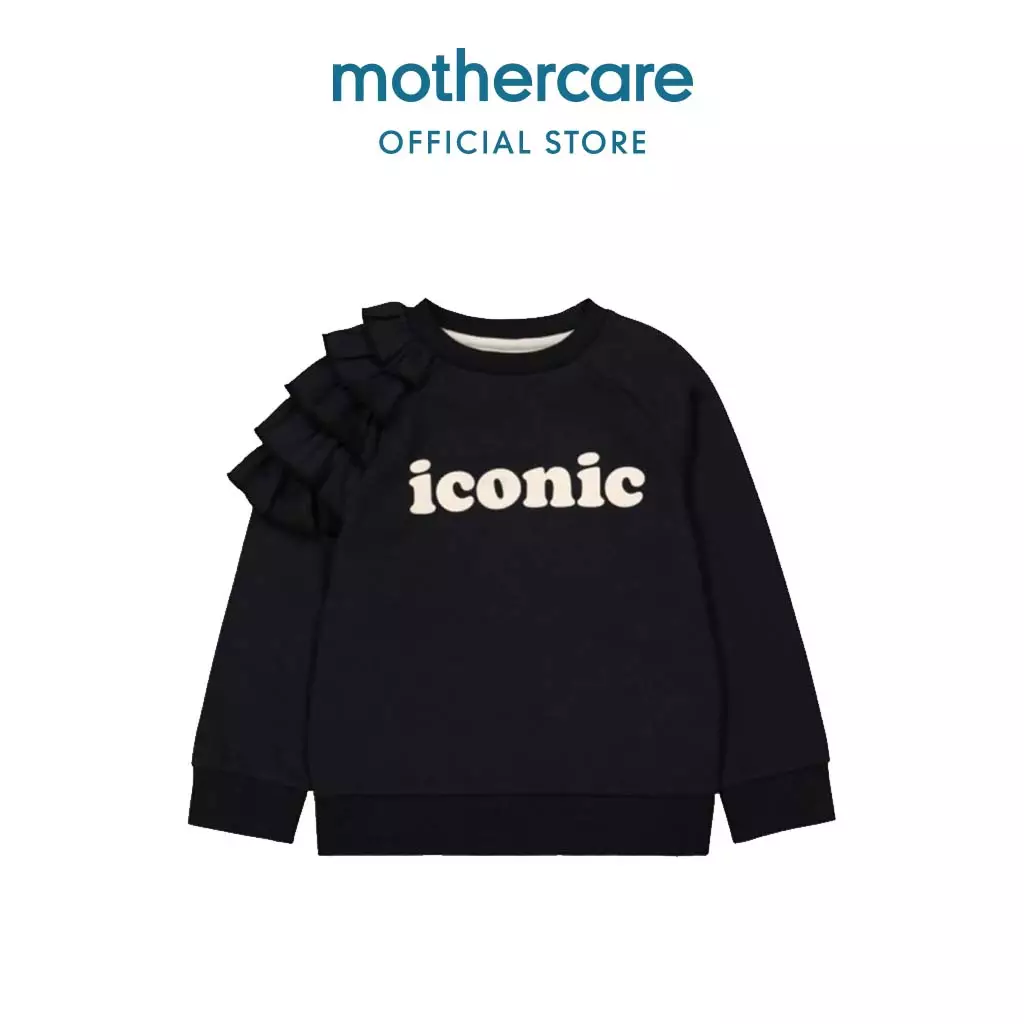 Mothercare My K Iconic Frill Sweat Top - Sweater Anak Perempuan (Hitam)